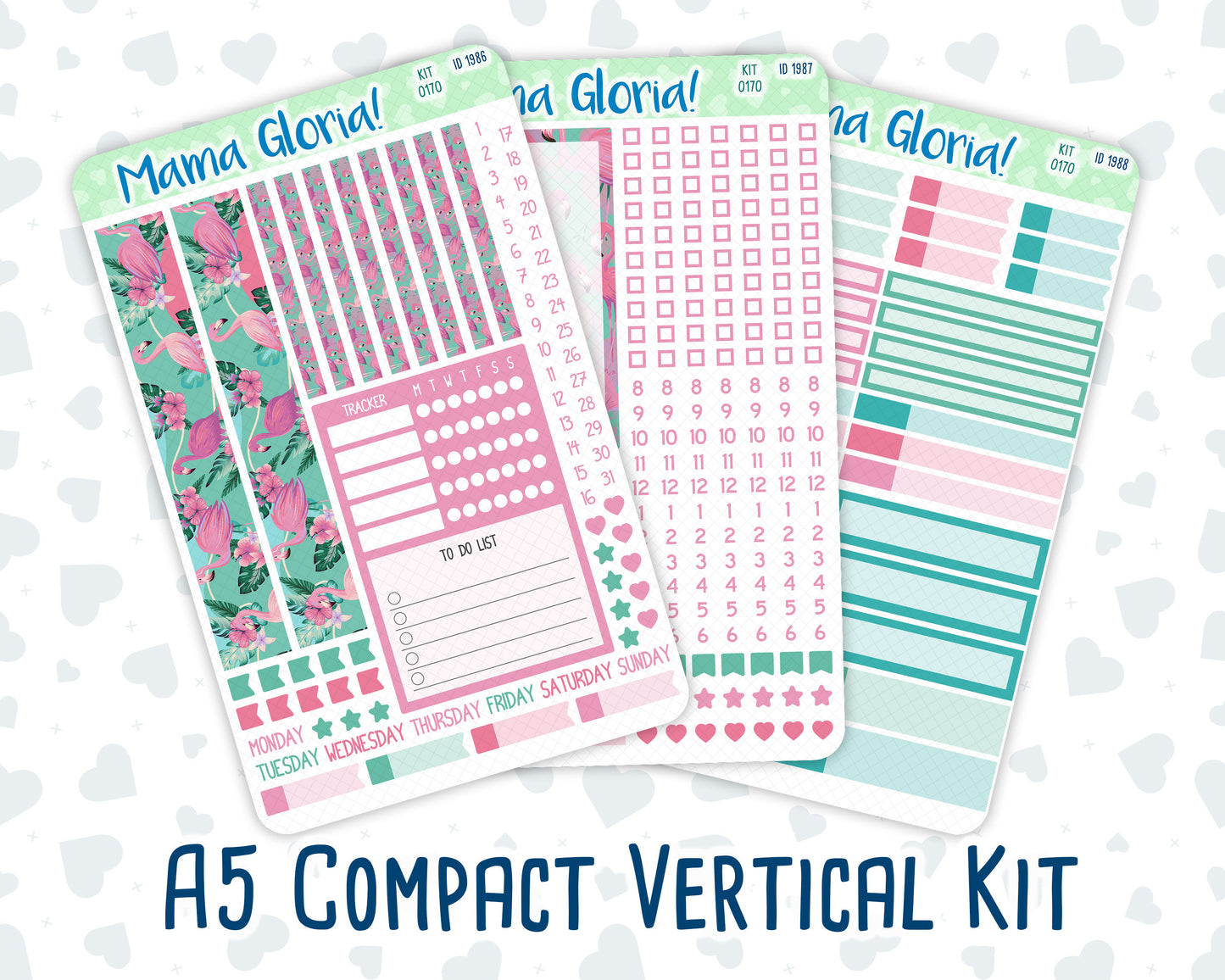 Kit 0170 - A5 Compact Vertical - Flamingo Oasis - June Weekly