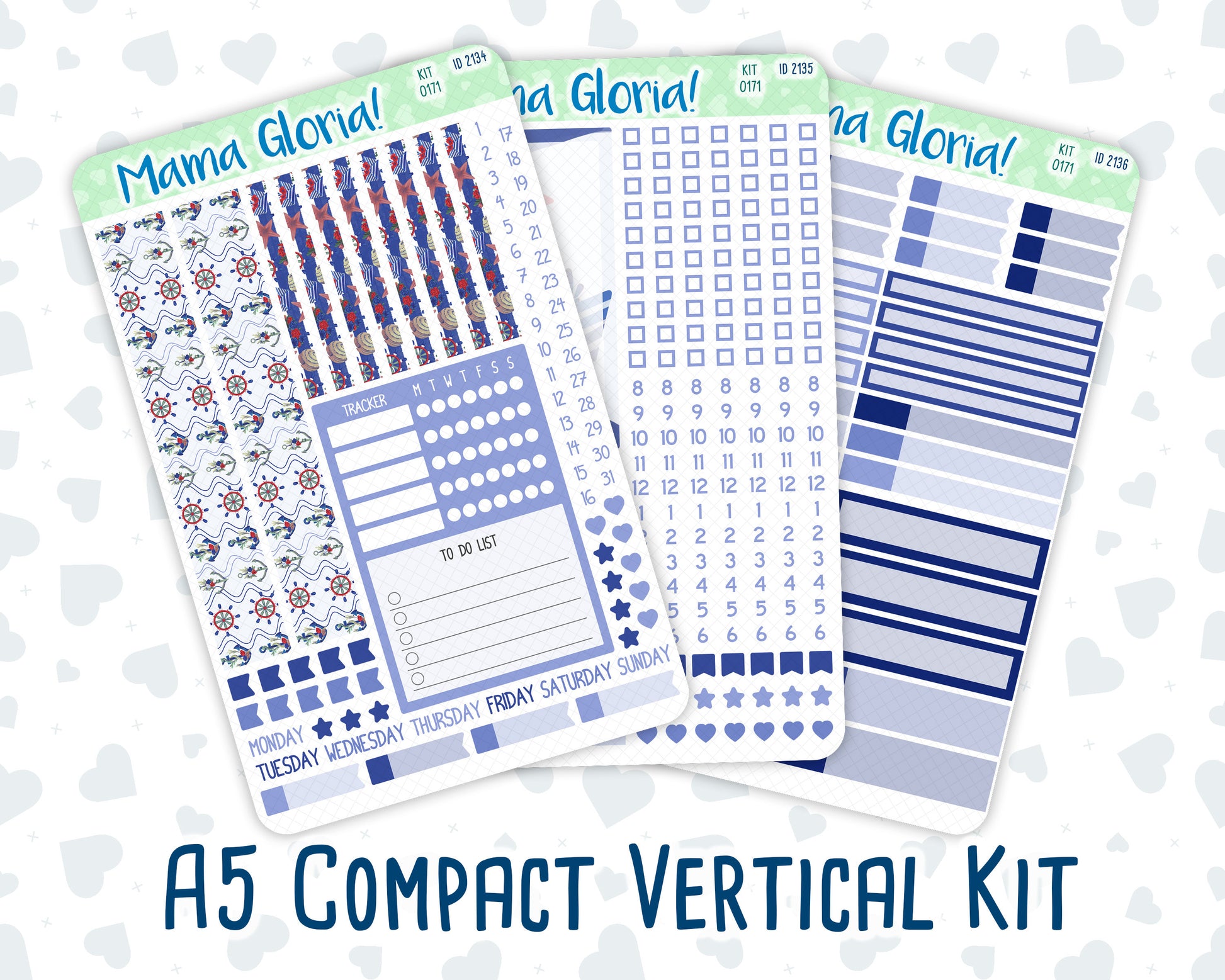 Kit 0171 - A5 Compact Vertical - Nautical Voyage - June Weekly