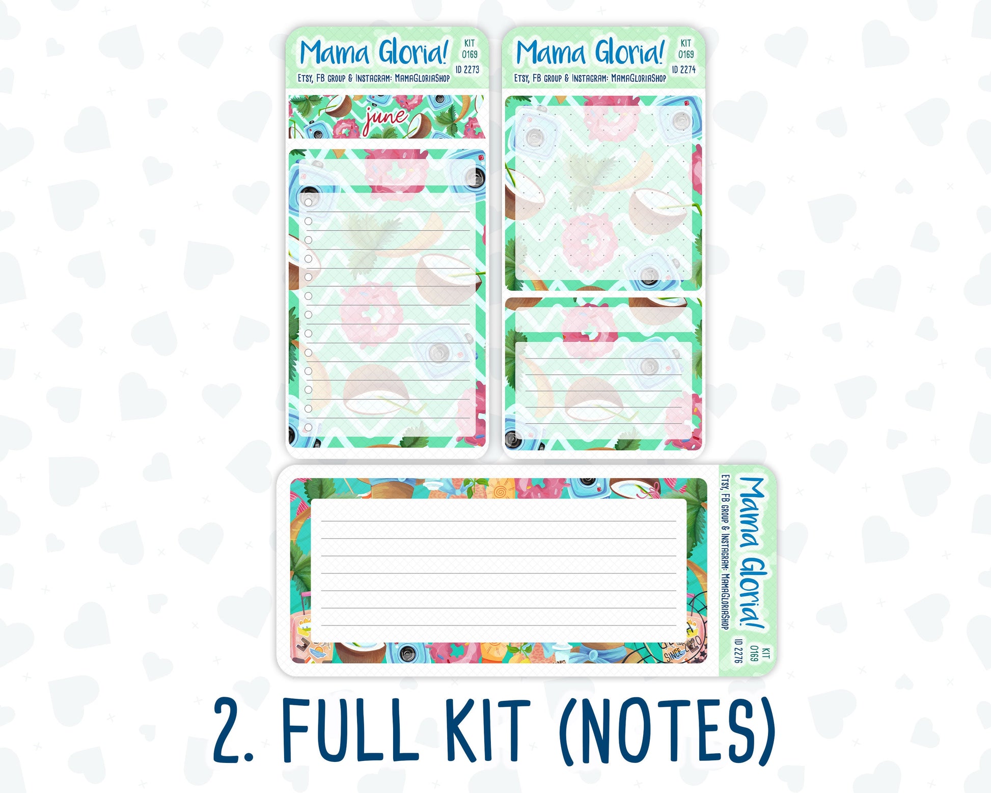 Kit 0169 - 7x9 - On Vacation - June - Summer- Notes Pages - Dashboard Kit - Productivity Page