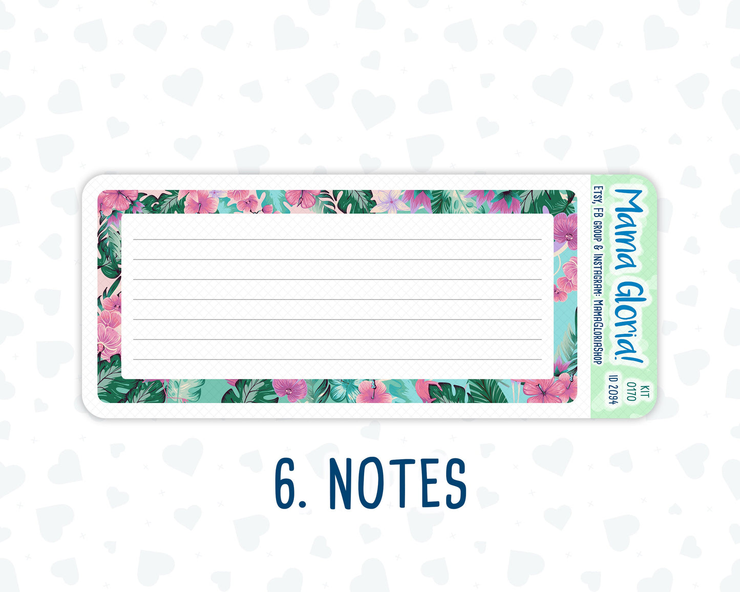 Kit 0170 - 7x9 - Flamingo Oasis - June - Summer- Notes Pages - Dashboard Kit - Productivity Page