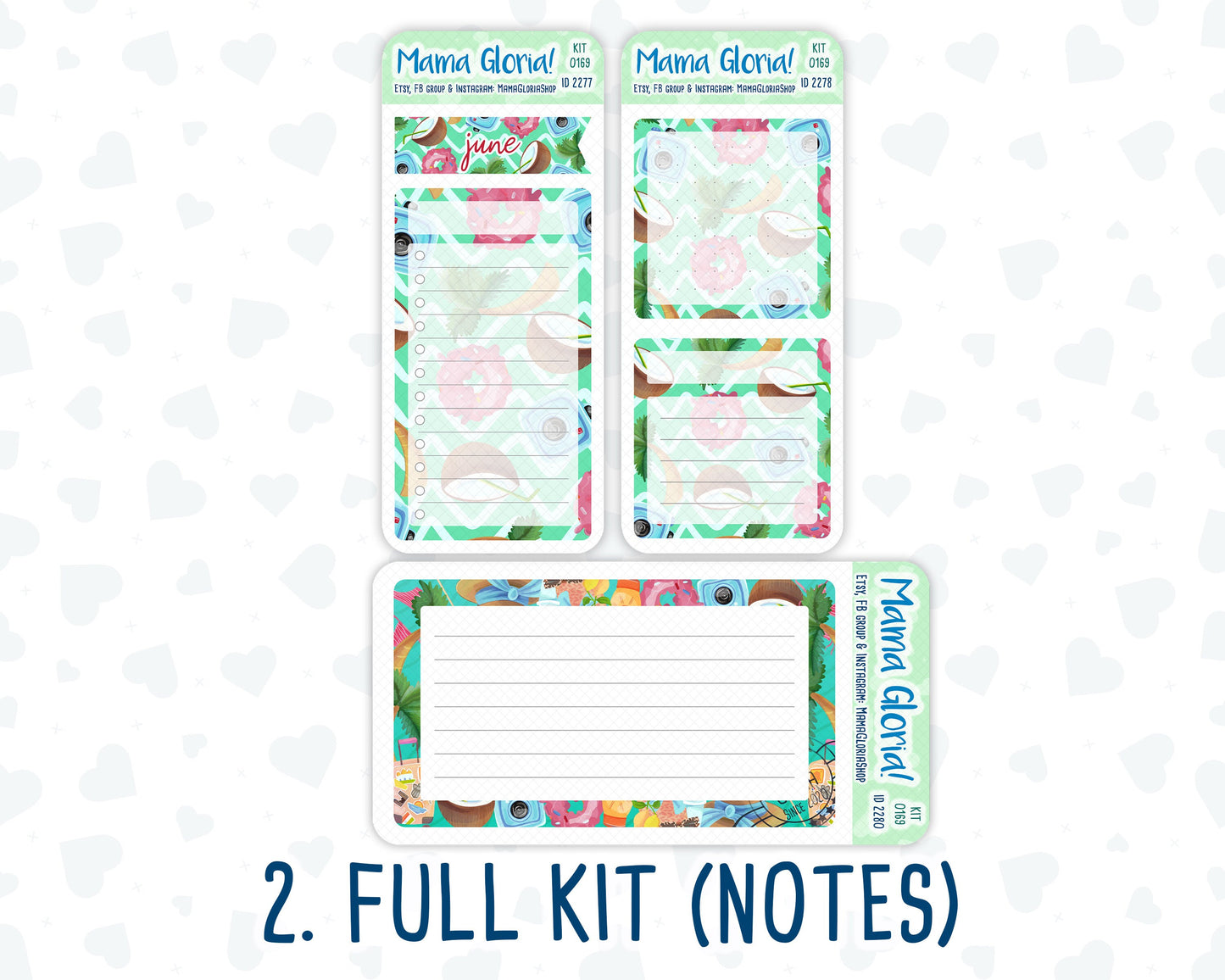 Kit 0169 - A5 - On Vacation - June - Summer - Notes Pages - Dashboard Kit - Productivity Page