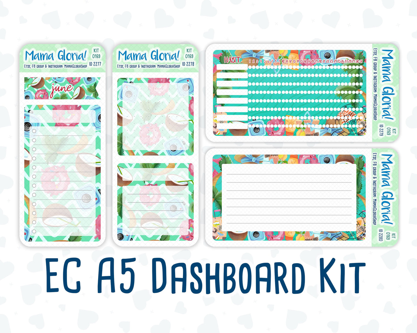 Kit 0169 - A5 - On Vacation - June - Summer - Notes Pages - Dashboard Kit - Productivity Page