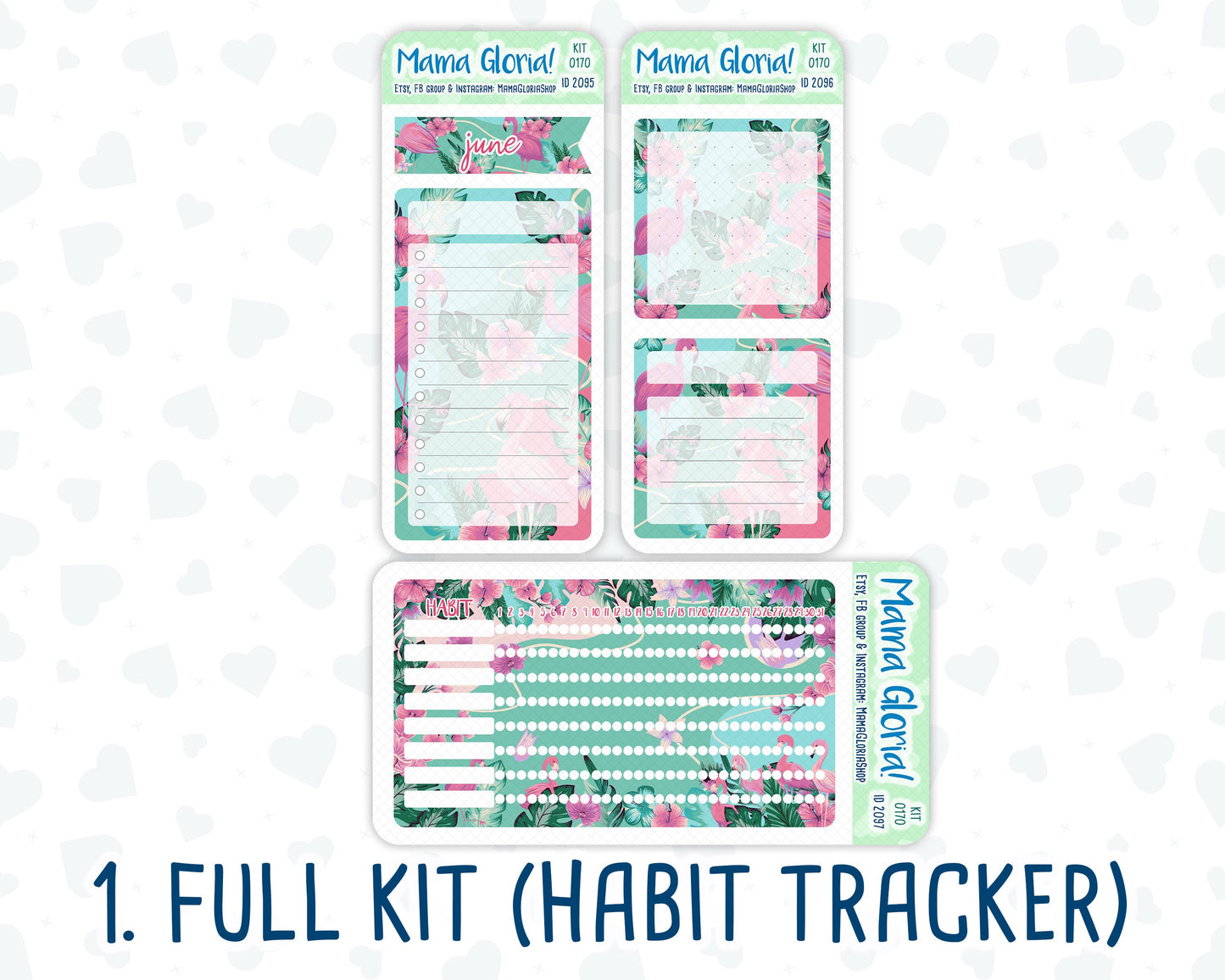 Kit 0170 - A5 - Flamingo Oasis - June - Summer - Notes Pages - Dashboard Kit - Productivity Page