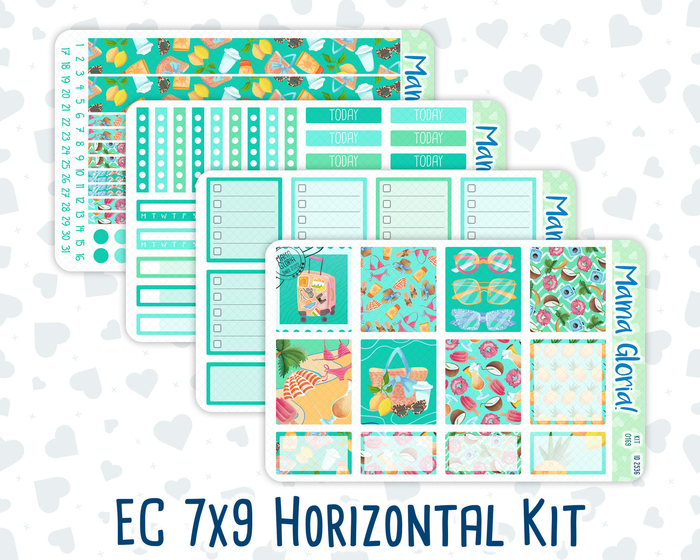 Kit 0169- 7x9 - On Vacation -June- Summer- Weekly Kit For EC Horizontal Planners