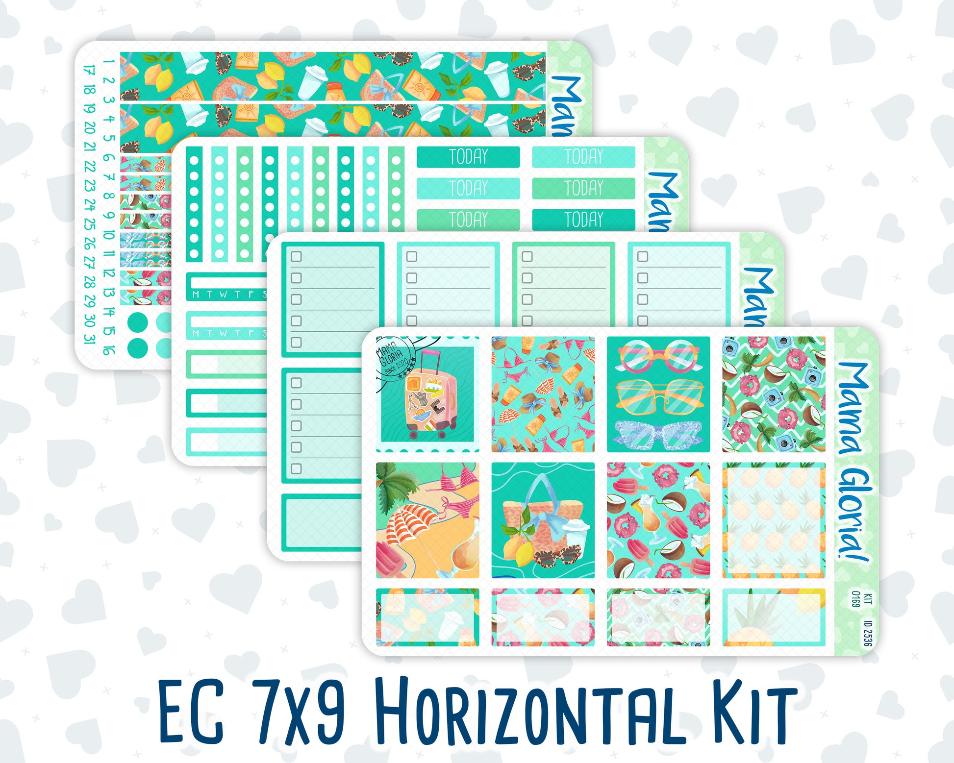 Kit 0169- 7x9 - On Vacation -June- Summer- Weekly Kit For EC Horizontal Planners