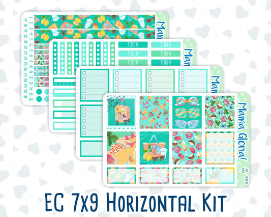 Kit 0169- 7x9 - On Vacation -June- Summer- Weekly Kit For EC Horizontal Planners