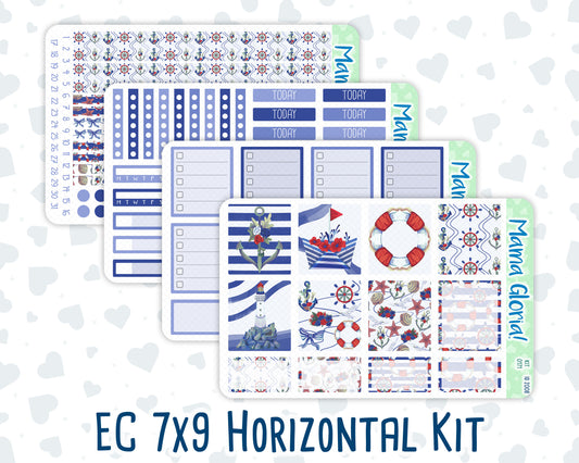 Kit 0171- 7x9 - Nautical Voyage -June- Summer- Weekly Kit For EC Horizontal Planners