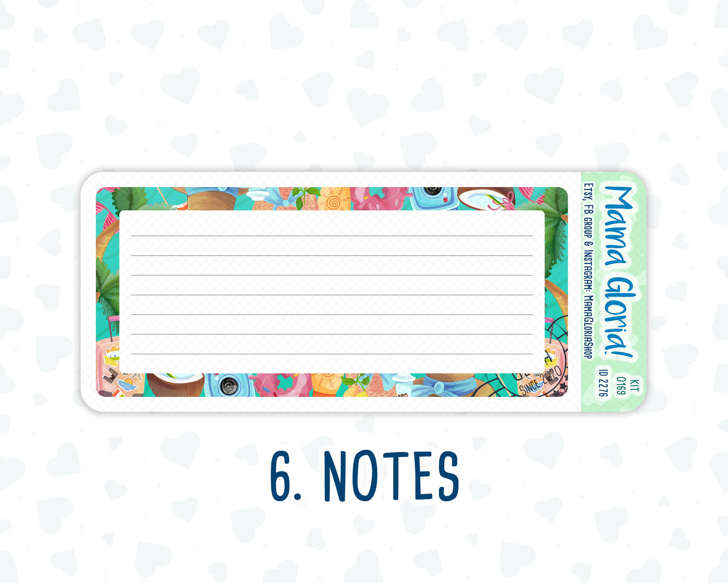 Kit 0169 - 7x9 - On Vacation - June - Summer- Notes Pages - Dashboard Kit - Productivity Page