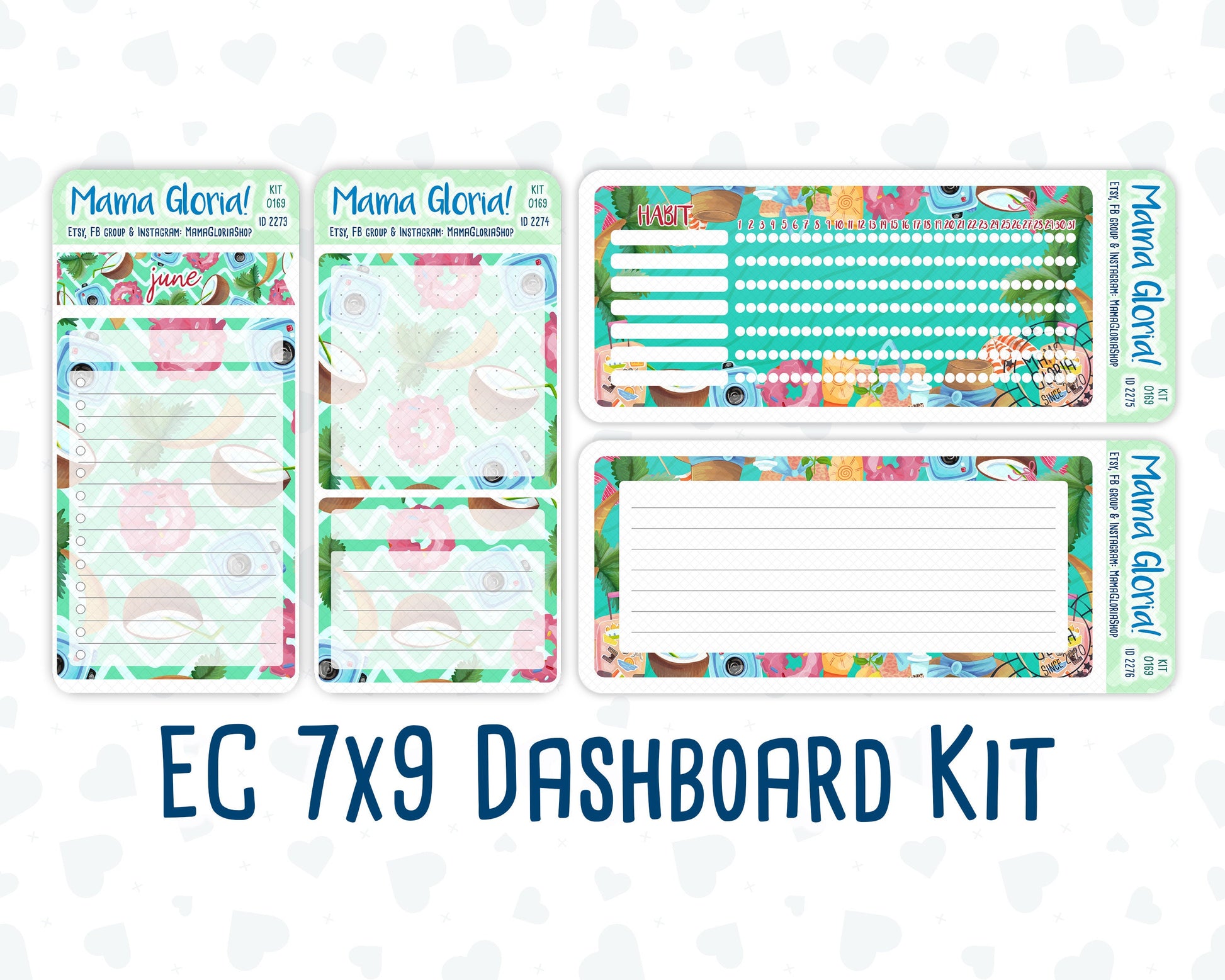 Kit 0169 - 7x9 - On Vacation - June - Summer- Notes Pages - Dashboard Kit - Productivity Page