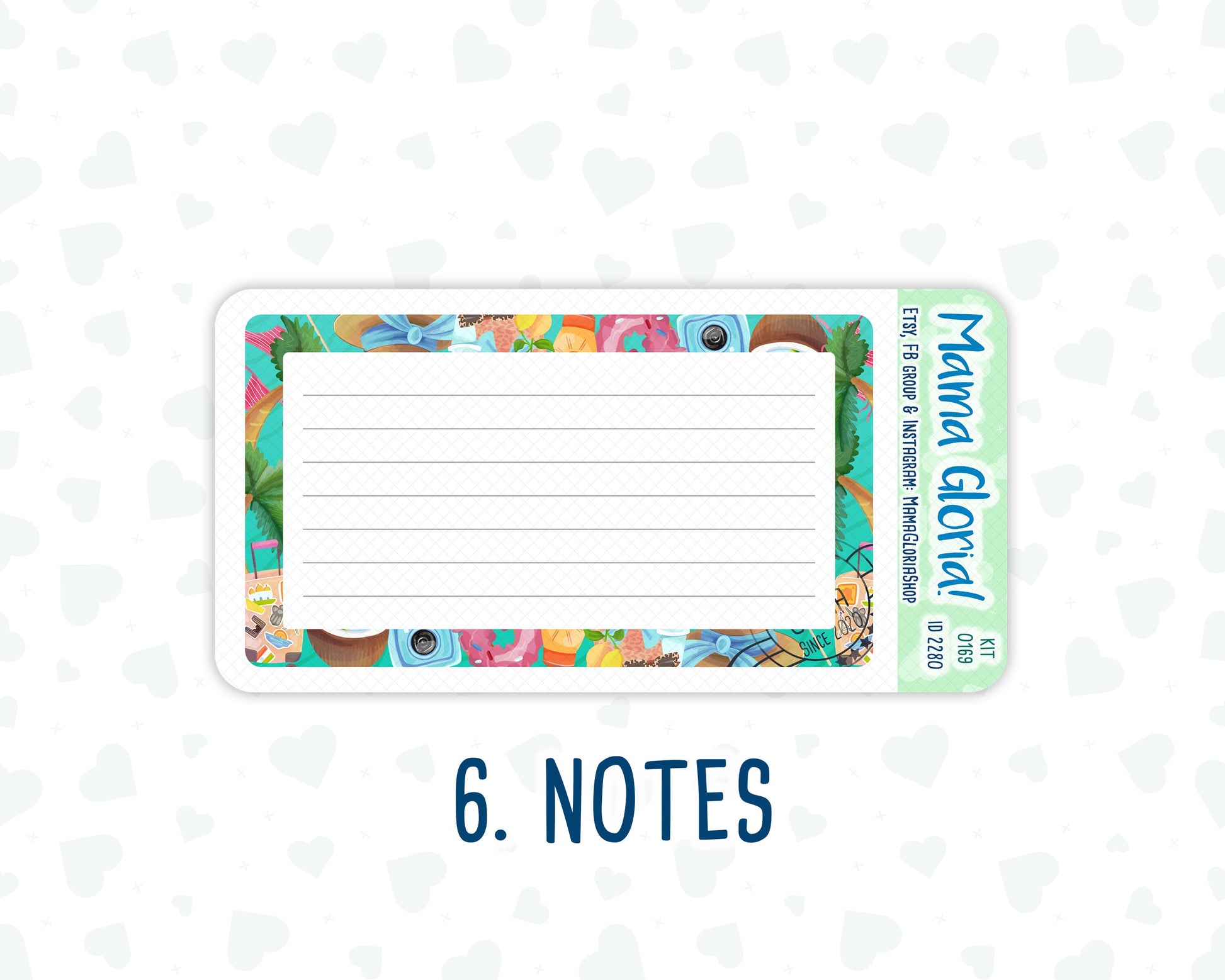 Kit 0169 - A5 - On Vacation - June - Summer - Notes Pages - Dashboard Kit - Productivity Page