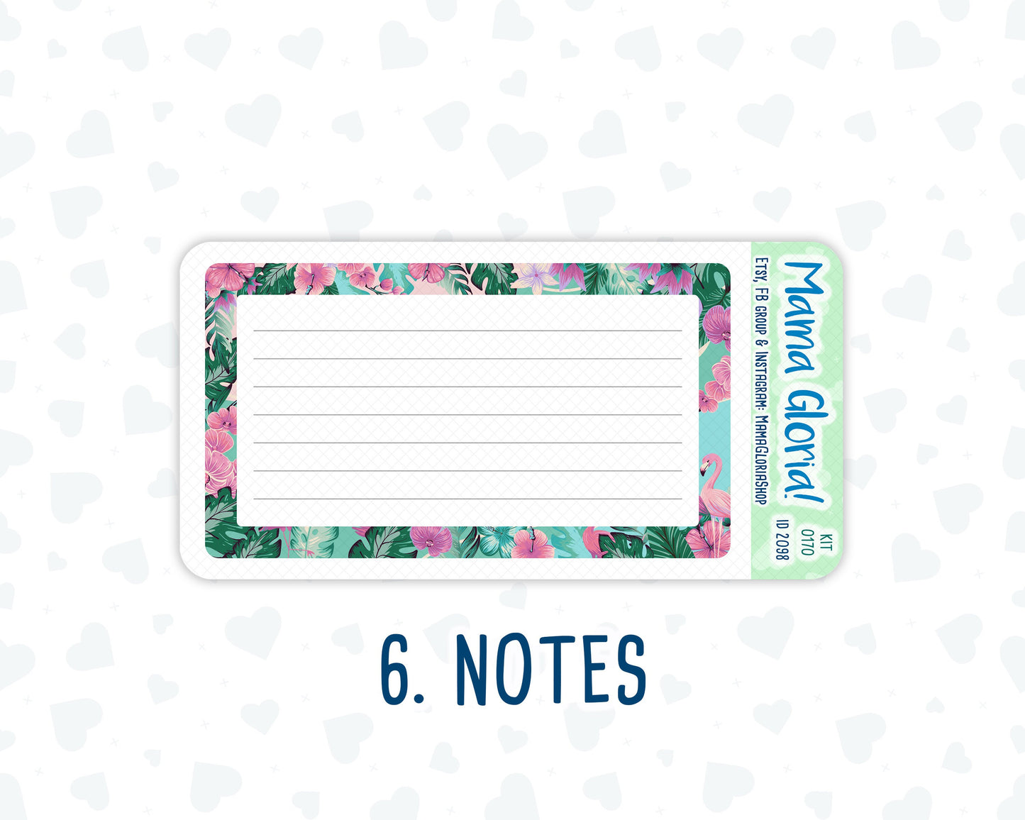 Kit 0170 - A5 - Flamingo Oasis - June - Summer - Notes Pages - Dashboard Kit - Productivity Page