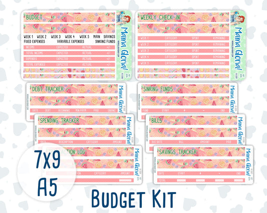Kit 0174- Budget - Summer Splash - For 7x9 & A5 Planners - Notebooks - July- Summer