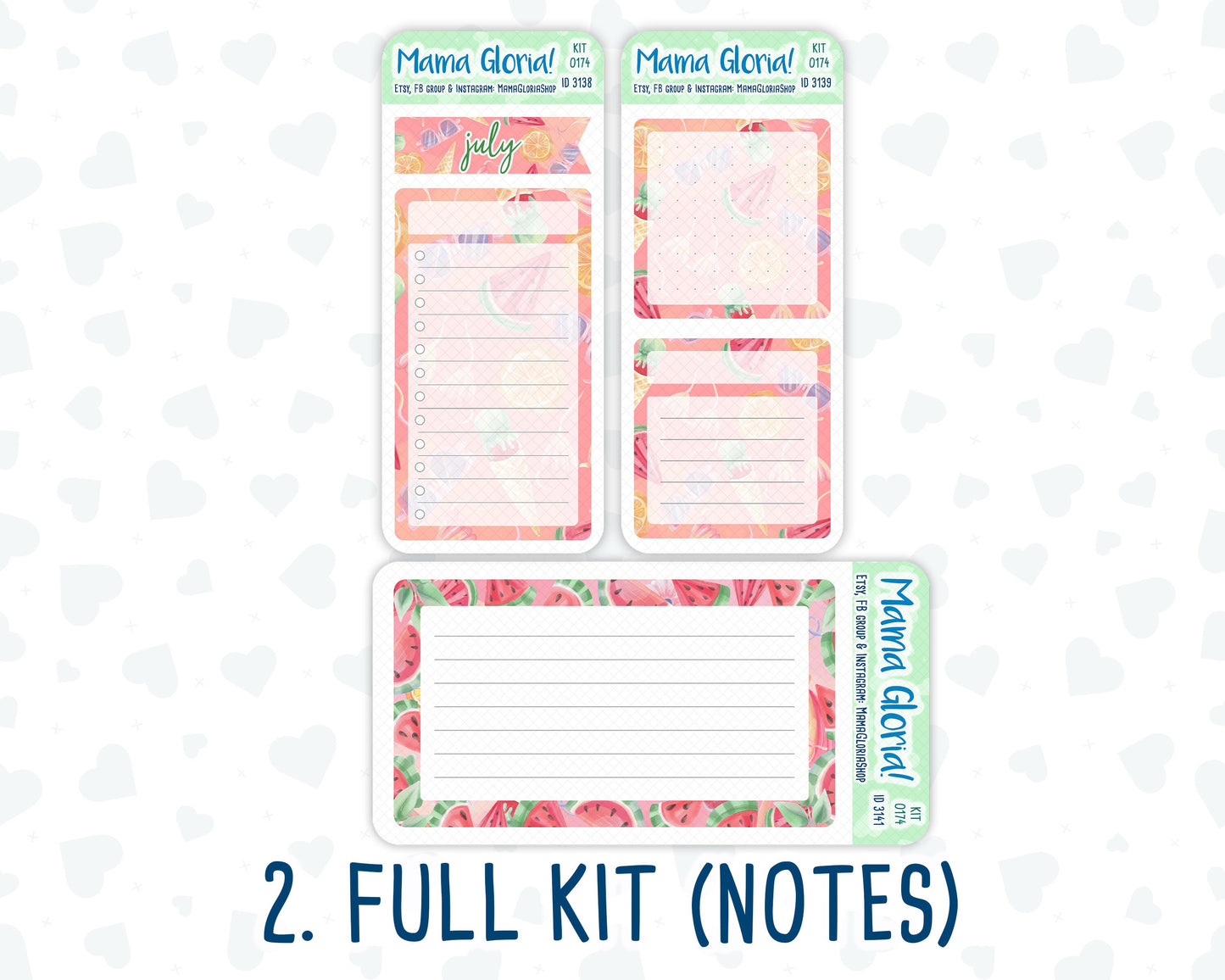 Kit 0174 - A5 - Summer Splash - July- Summer - Notes Pages - Dashboard Kit - Productivity Page