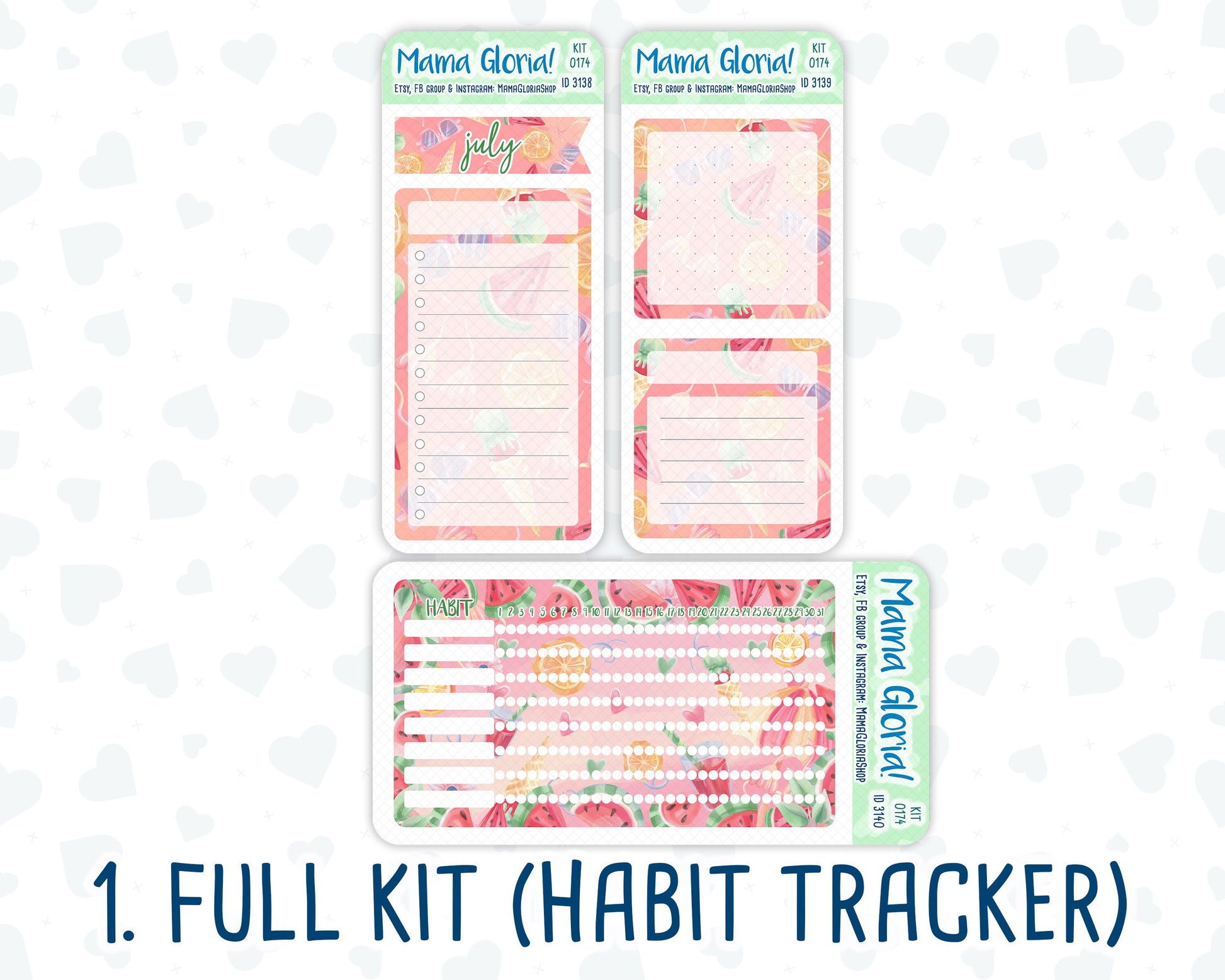 Kit 0174 - A5 - Summer Splash - July- Summer - Notes Pages - Dashboard Kit - Productivity Page