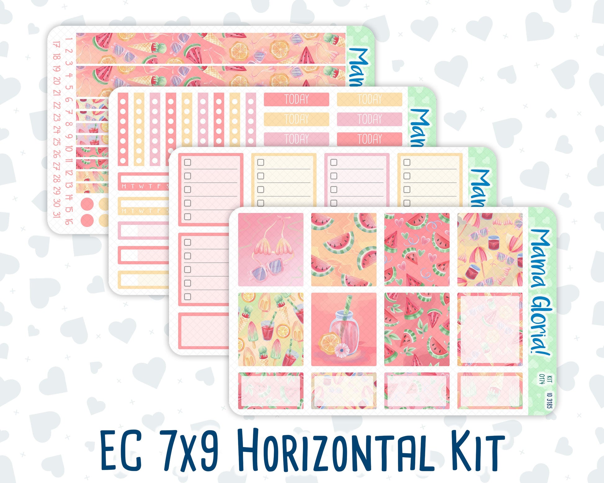 Kit 0174- 7x9 - Summer Splash - July - Summer- Weekly Kit For EC Horizontal Planners