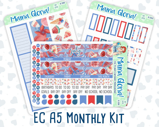 Kit 0173 -A5 -Monthly - Patriotic Party - July - Summer Kit