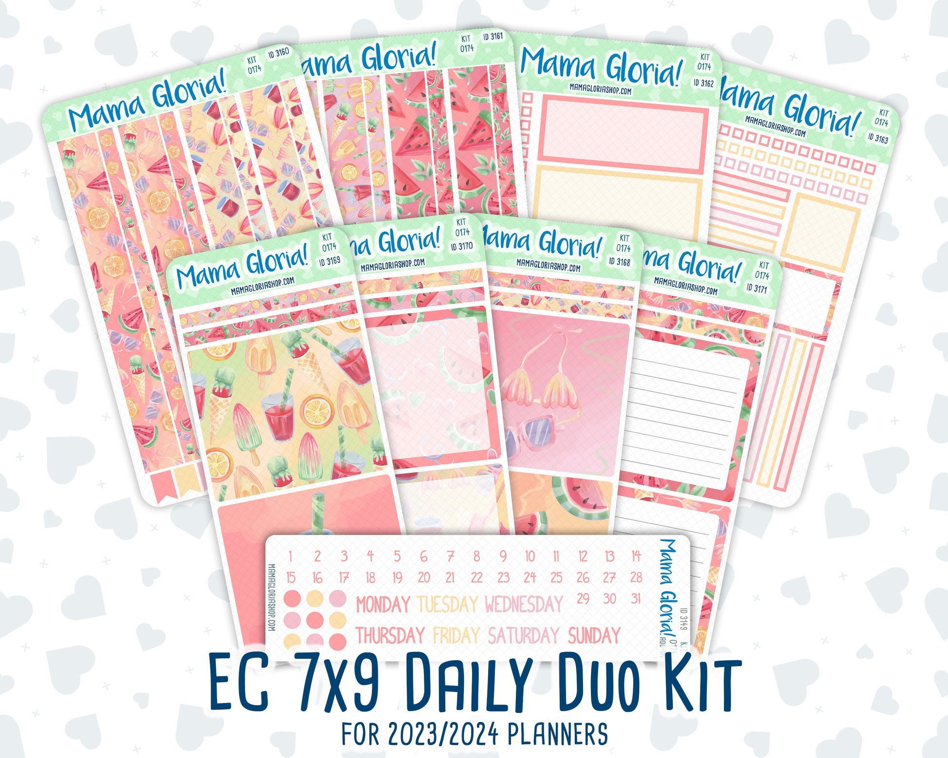 Kit 0174 - 7x9 Daily Duo - Summer Splash - July- Summer- Planner