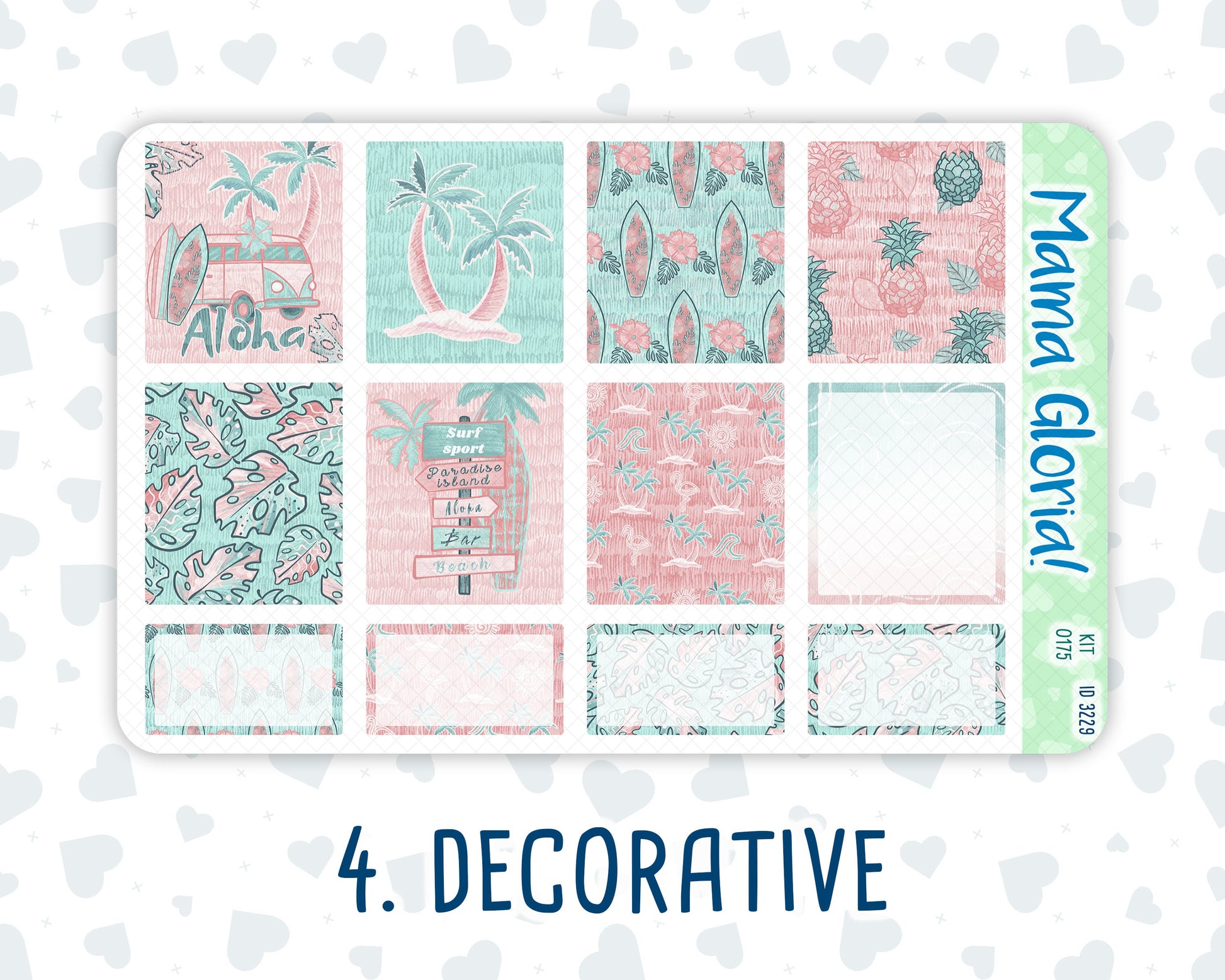 Kit 0175 - 7x9 - Aloha - July - Summer- Weekly Kit For EC Horizontal Planners