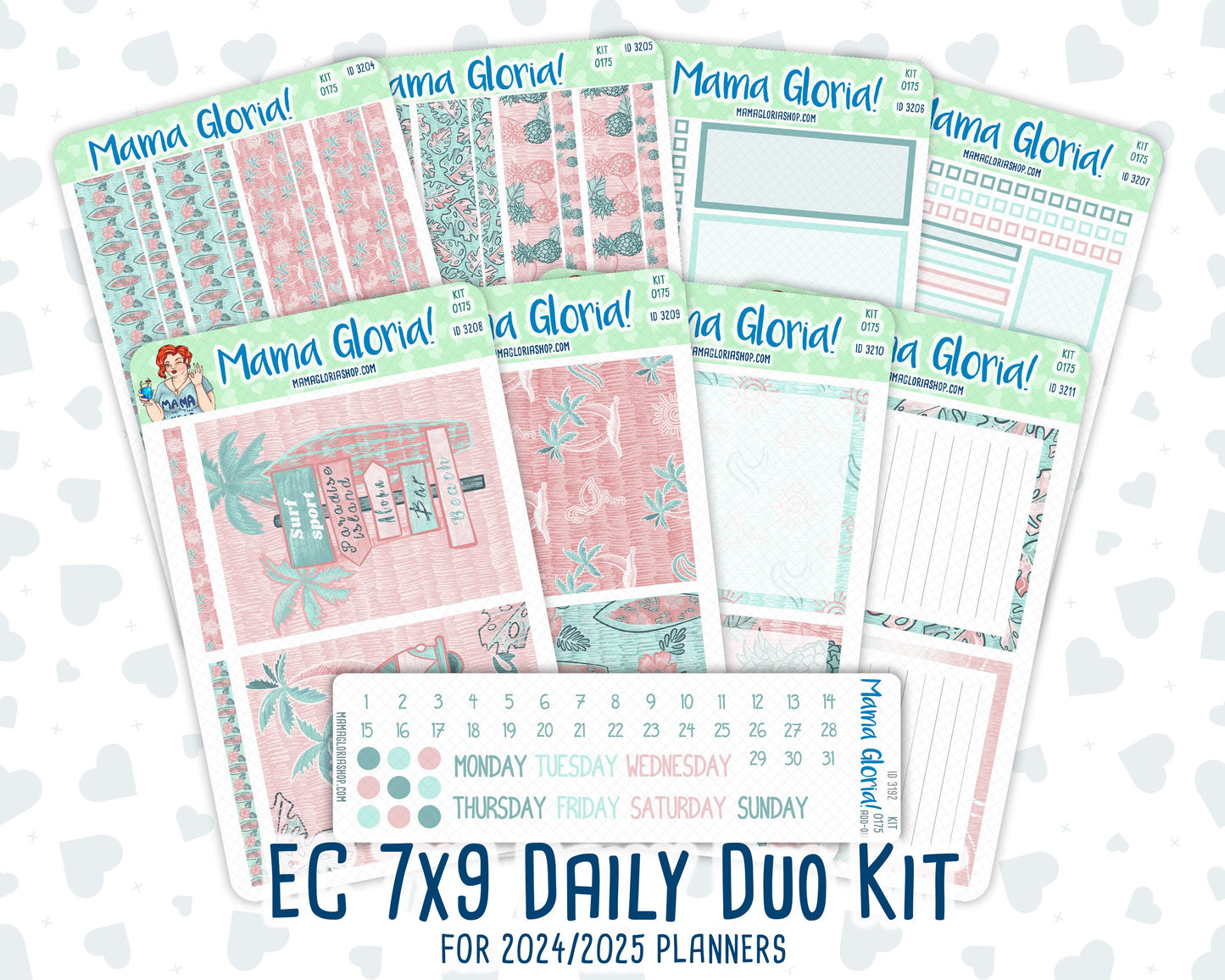 Kit 0175 - 7x9 Daily Duo - Aloha - July- Summer- Planner