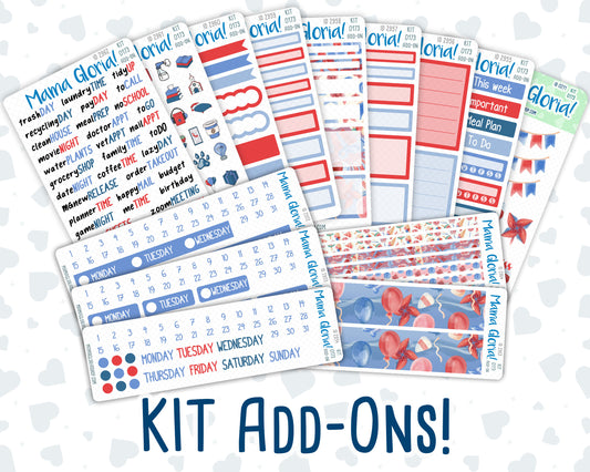 Kit 0173 Add Ons - Patriotic Party - July- Summer- Planner Stickers - Kit 2024