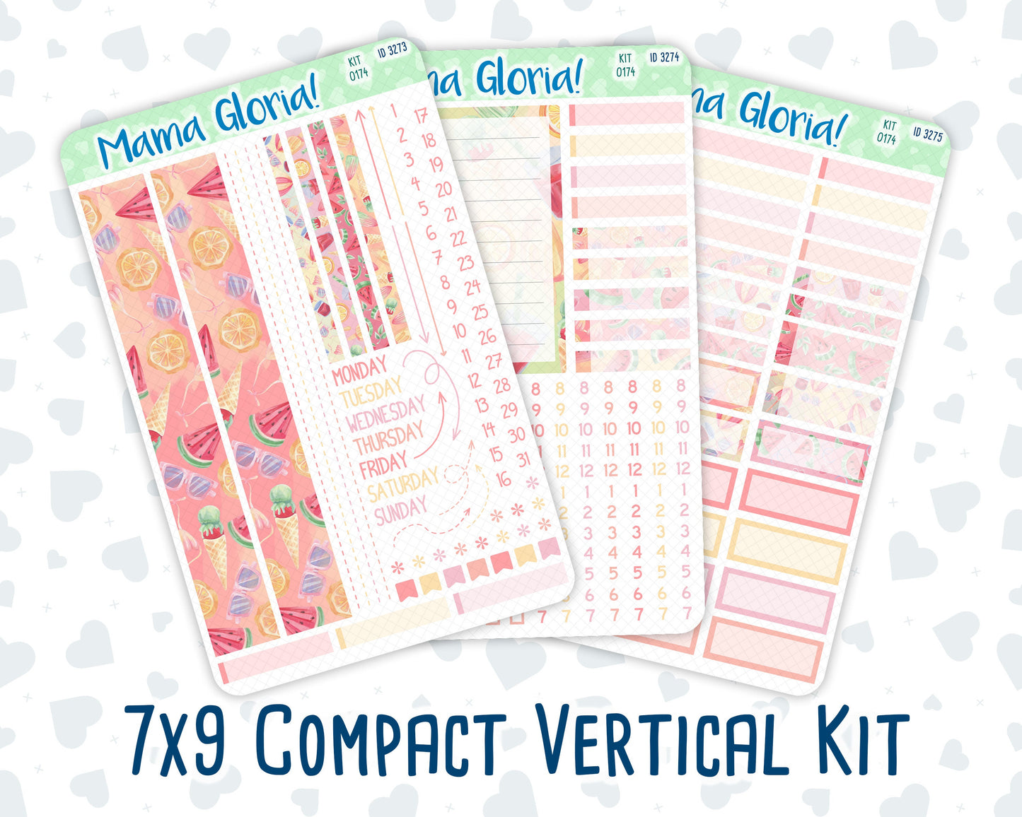 Kit 0174 - 7x9 Compact Vertical - Summer Splash - July - Summer - Weekly