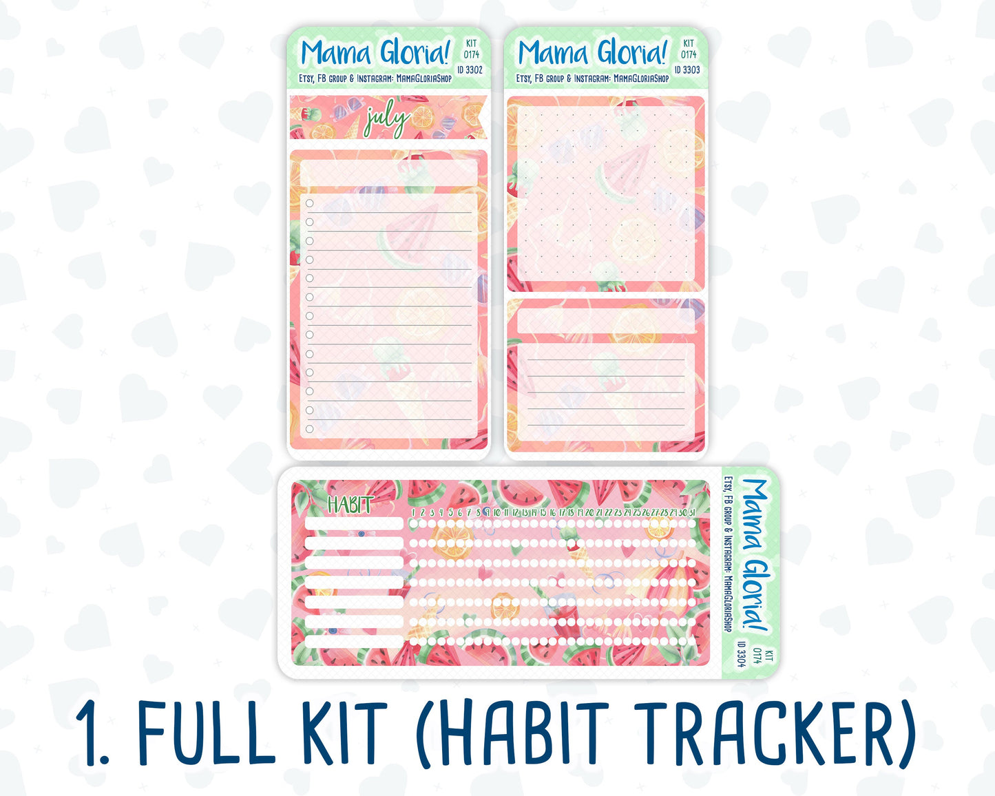 Kit 0174 - 7x9 - Summer Splash- July- Summer- Notes Pages - Dashboard Kit - Productivity Page