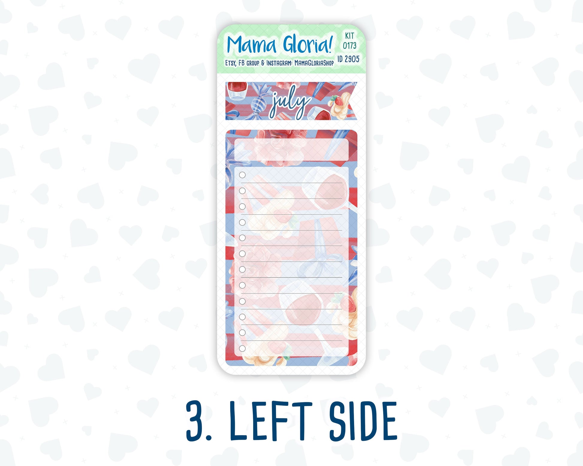 Kit 0173 - A5 - Patriotic Party - July- Summer - Notes Pages - Dashboard Kit - Productivity Page