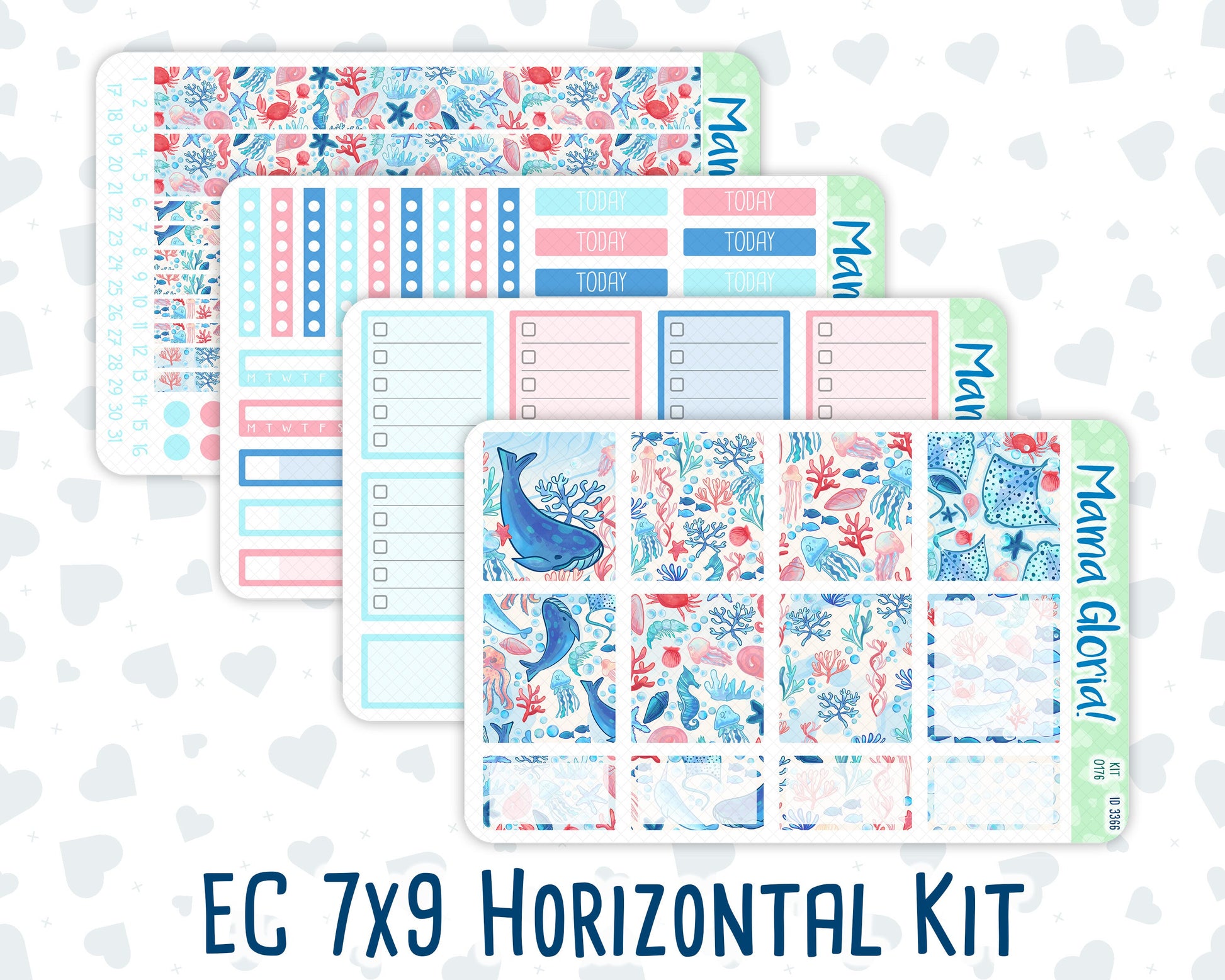 Kit 0176 - 7x9 - Ocean Explorer- July - Summer- Weekly Kit For EC Horizontal Planners