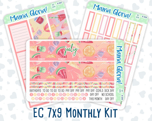 Kit 0174 - 7x9 - Monthly - Summer Splash - July - Summer- For EC Planners