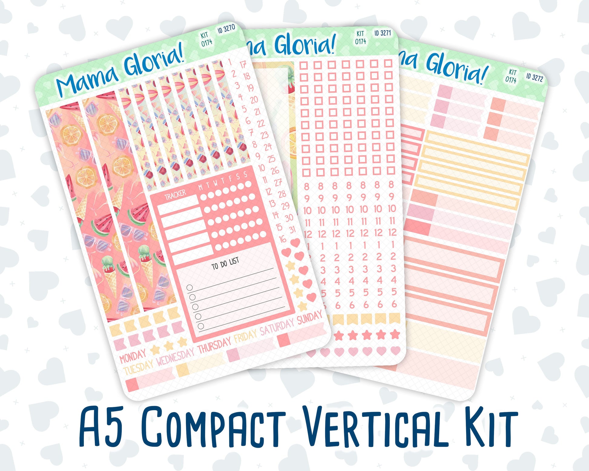 Kit 0174 - A5 Compact Vertical - Summer Splash - July - Weekly