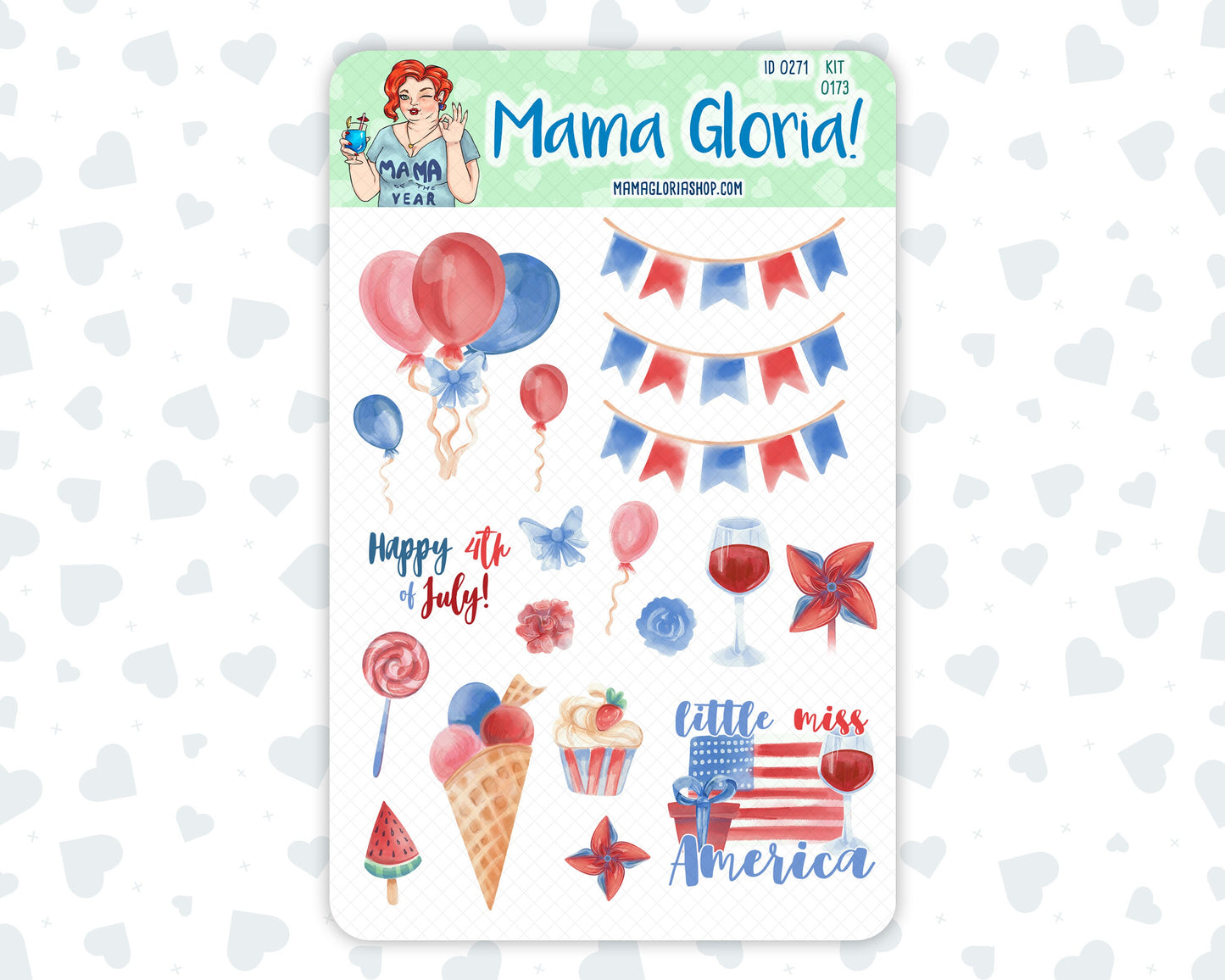 Kit 0173 - Clipart - Patriotic Party - July - Summer - For Planners - Journals