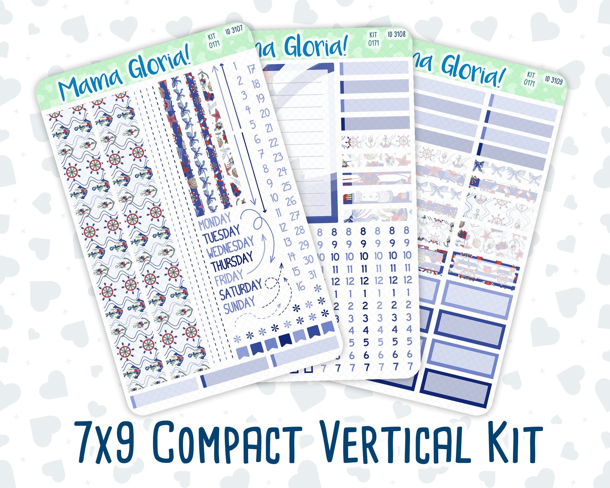 Kit 0171 - 7x9 Compact Vertical - Nautical Voyage - June - Summer - Weekly