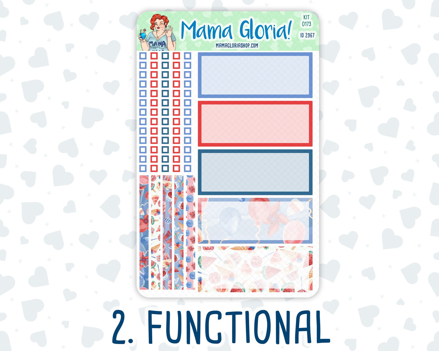 Kit 0173 - 7x9 Daily Duo - Patriotic Party - July- Summer- Planner