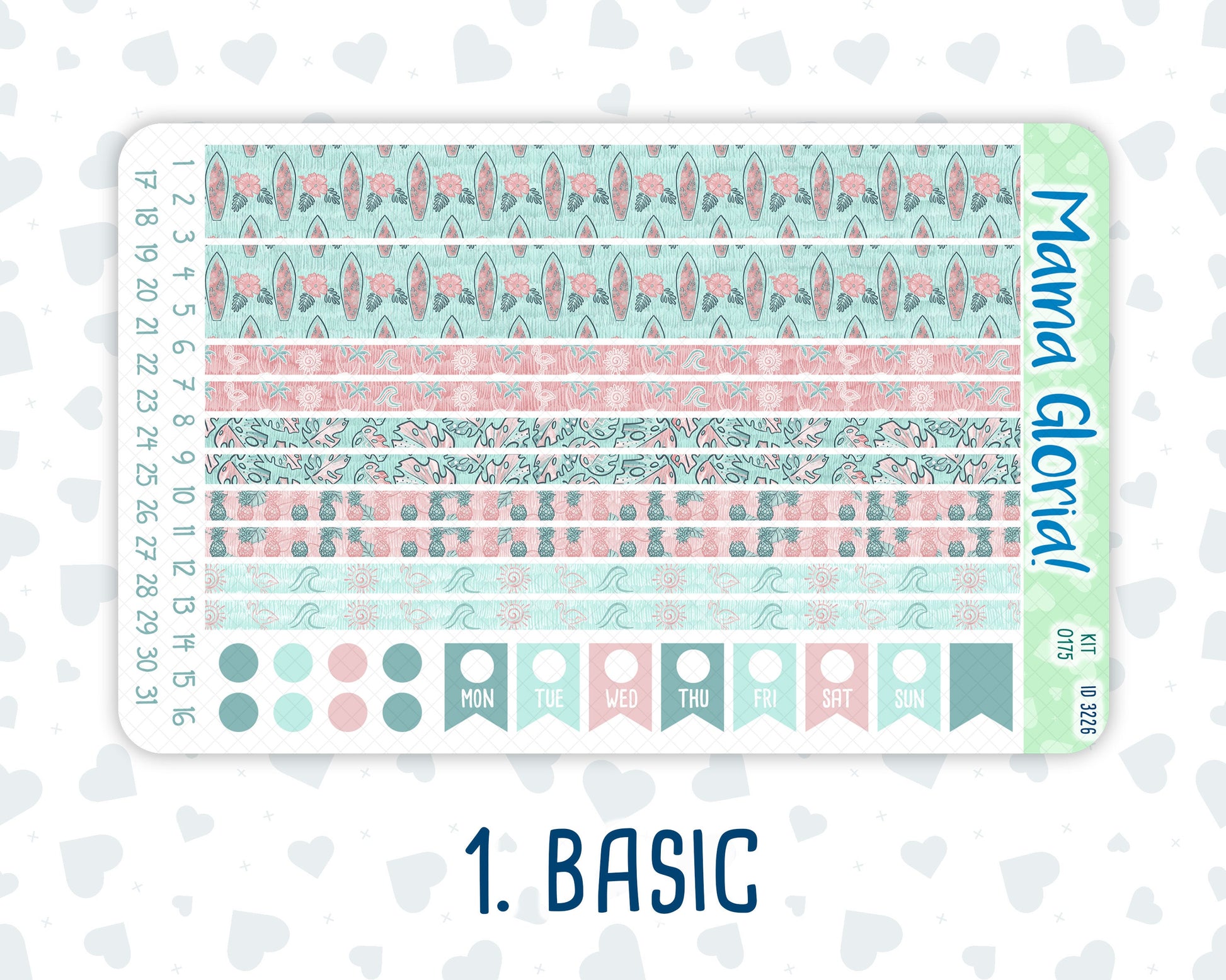 Kit 0175 - 7x9 - Aloha - July - Summer- Weekly Kit For EC Horizontal Planners