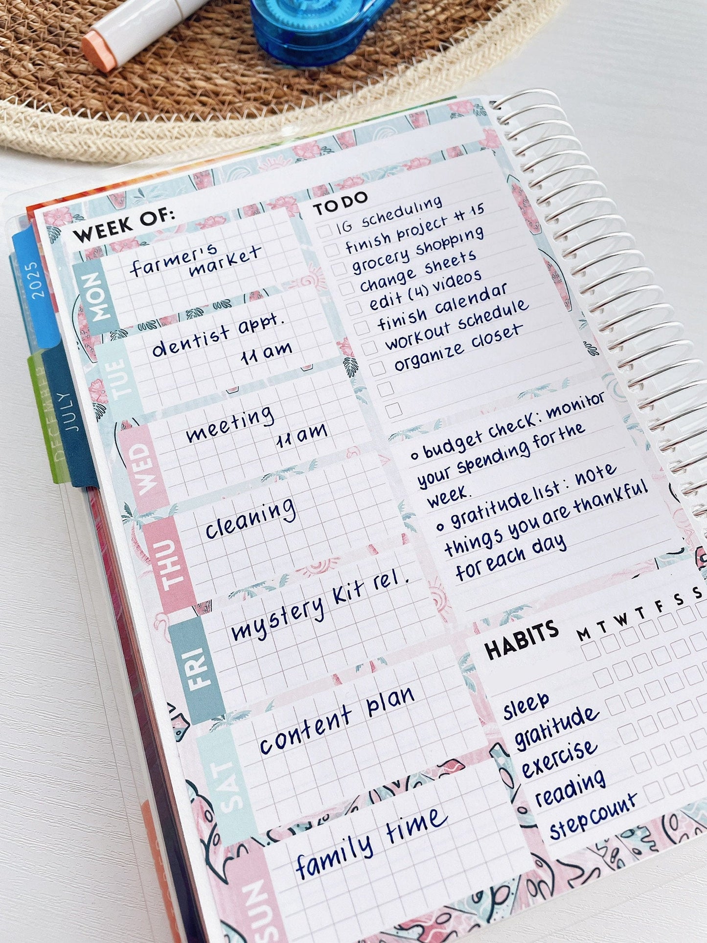 Kit 0248 - Week At A Glance - For 7x9 & A5 Planners | Notebooks - January - Midnight Countdown