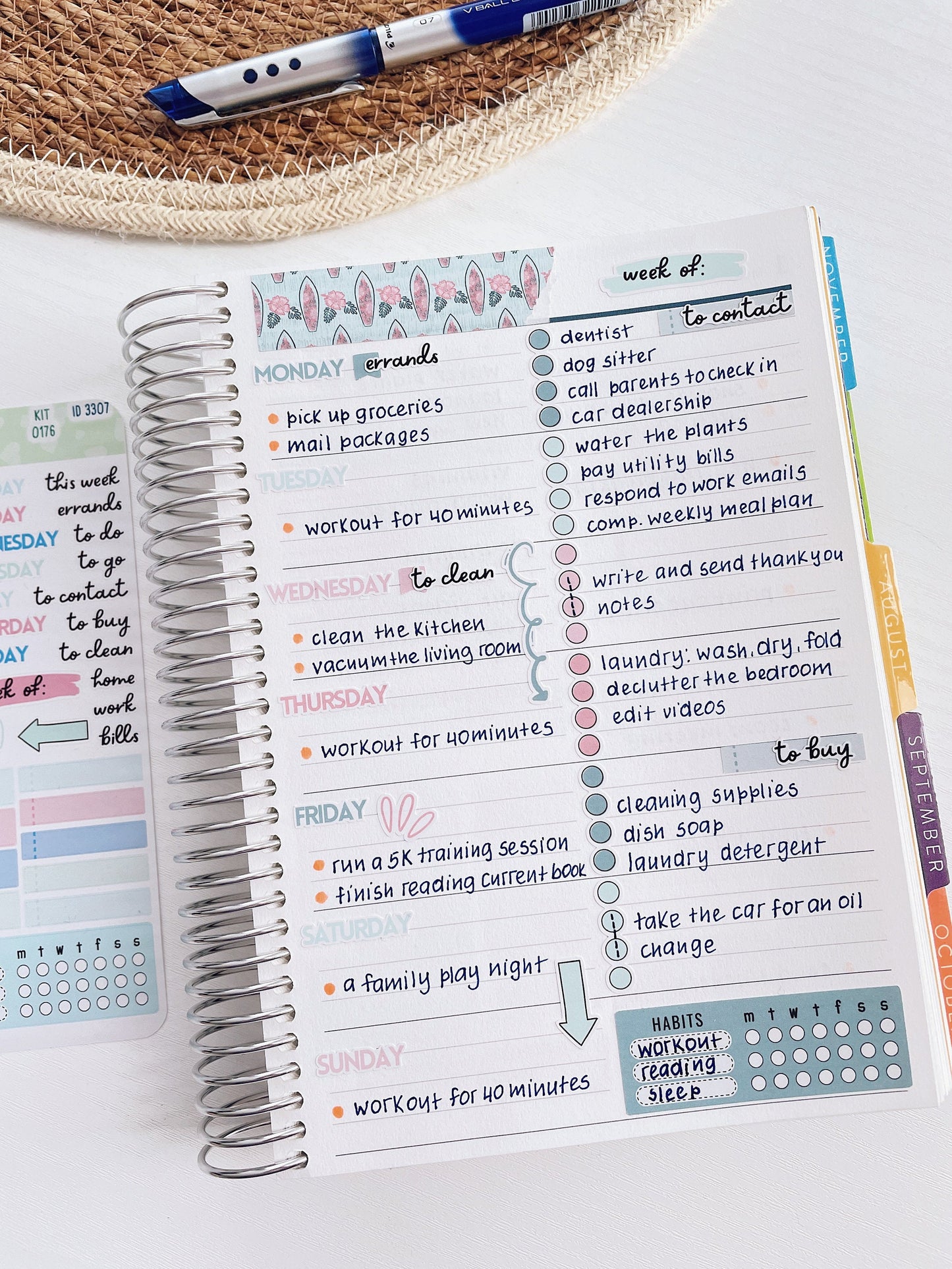 Kit 0263 - Weekly Overview - For 7x9 & A5 Planners | Notebooks - April - Lavender Drift