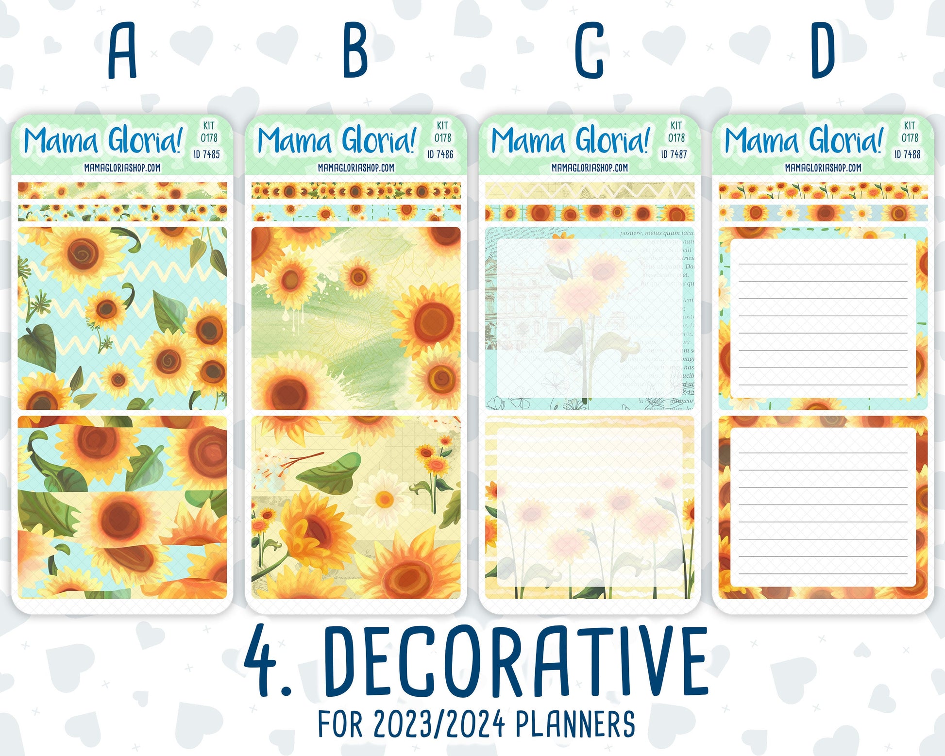 Kit 0178- 7x9 Daily Duo - Sunflowers - August- Summer- Planner