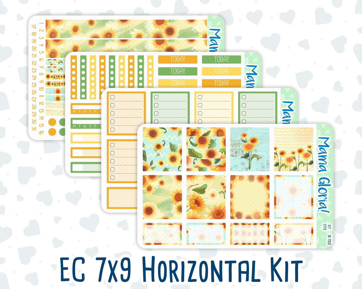 Kit 0178 - 7x9 - Sunflowers- August- Summer- Weekly Kit For EC Horizontal Planners