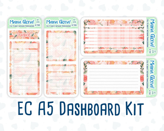 Kit 0179 - A5 - Peaches - August - Summer - Notes Pages - Dashboard Kit - Productivity Page