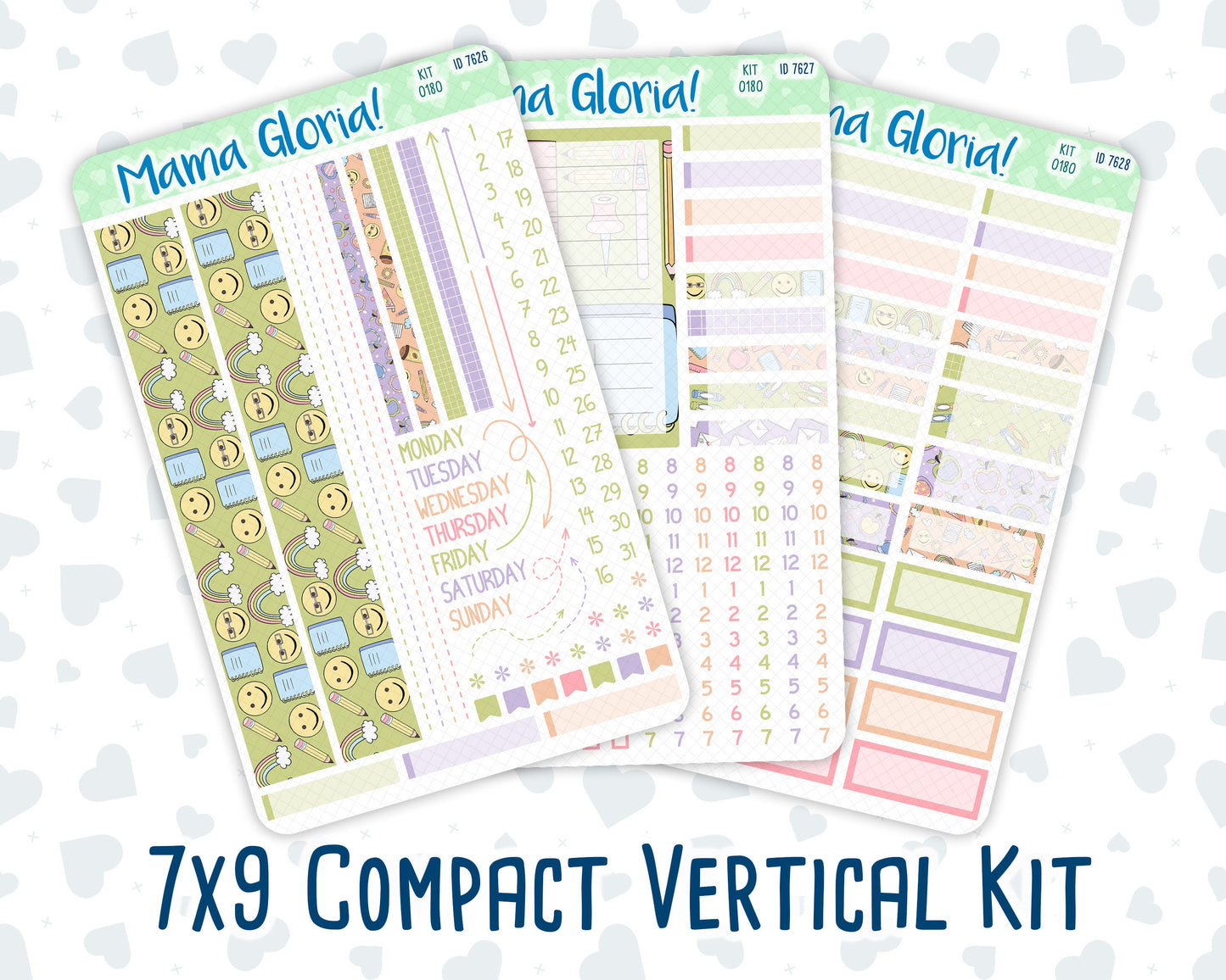 Kit 0180 - 7x9 Compact Vertical - Back To School- August- Summer - Weekly