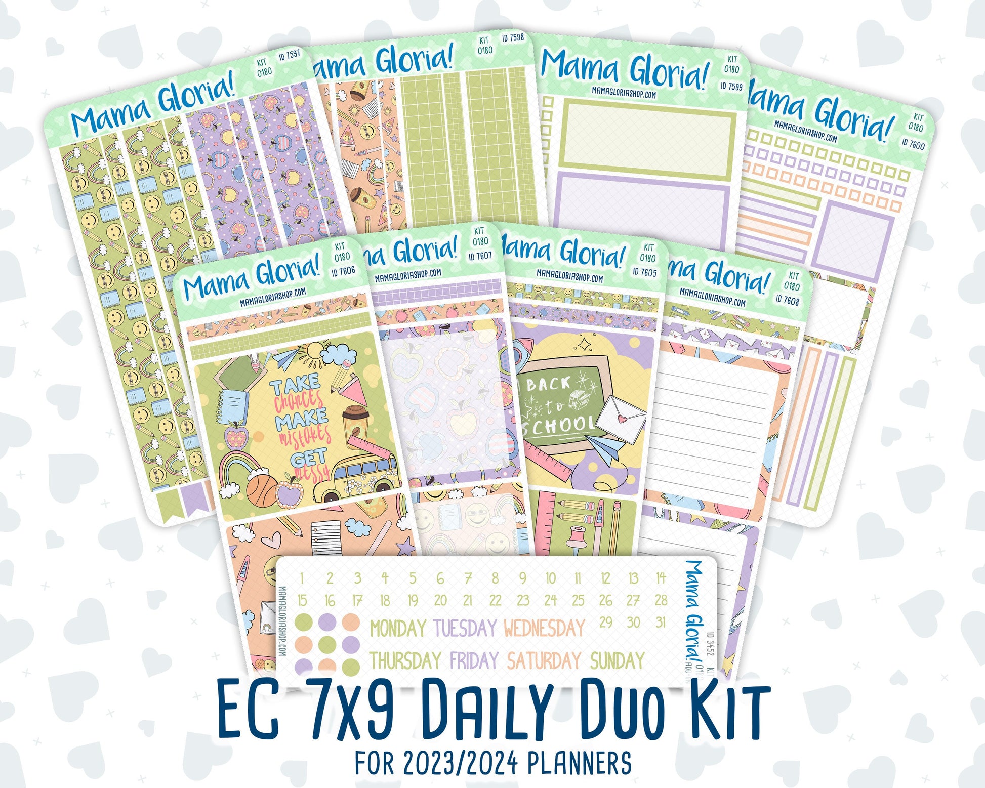 Kit 0180- 7x9 Daily Duo - Back To School - August- Summer- Planner