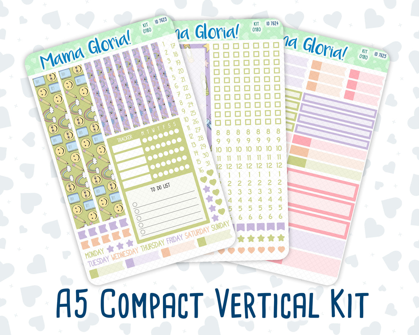 Kit 0180 - A5 Compact Vertical - Back To School- August- Weekly