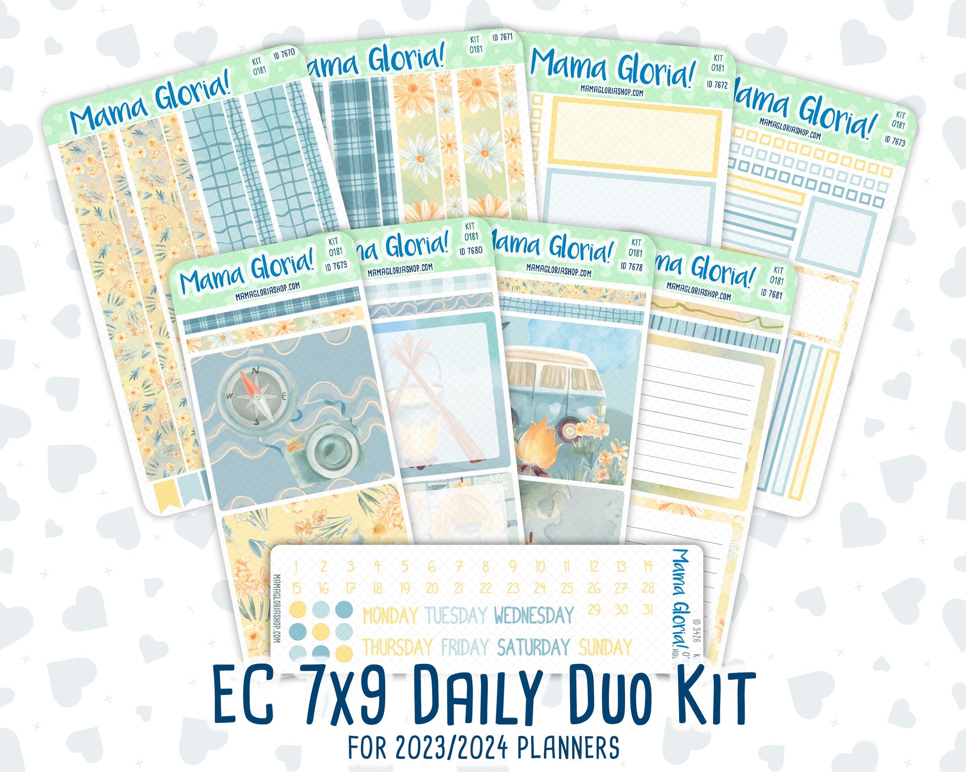 Kit 0181- 7x9 Daily Duo - Camping - August- Summer- Planner