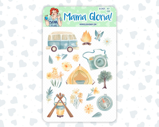 Kit 0181 - Clipart - Camping - August- Summer - For Planners - Journals