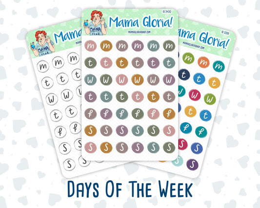 Days Of The Week - Circle - Icon - Stickers For Planners