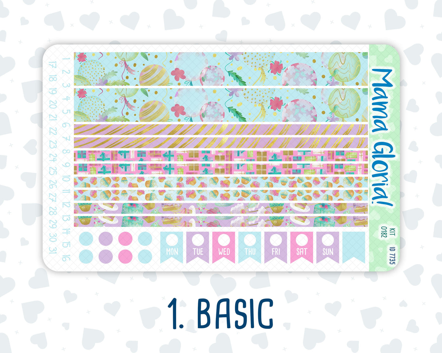 Kit 0182 - 7x9 - Birthday - Weekly Kit For EC Horizontal Planners