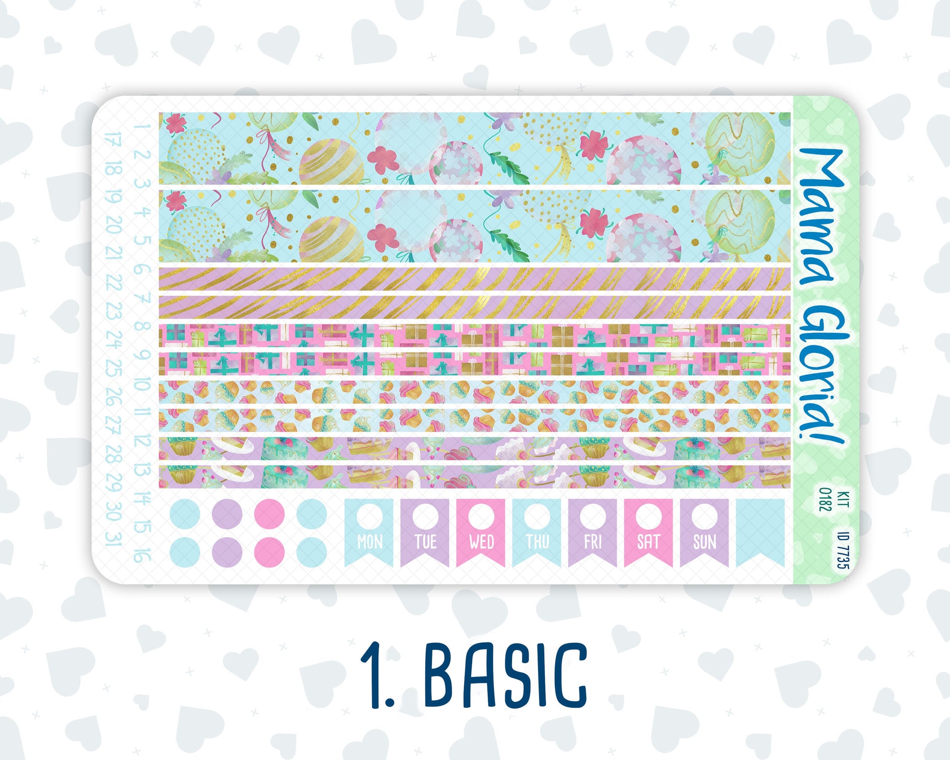 Kit 0182 - 7x9 - Birthday - Weekly Kit For EC Horizontal Planners