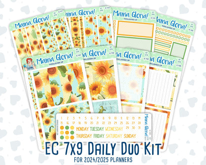 Kit 0178- 7x9 Daily Duo - Sunflowers - August- Summer- Planner