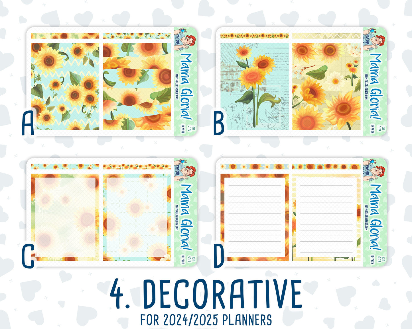 Kit 0178- 7x9 Daily Duo - Sunflowers - August- Summer- Planner