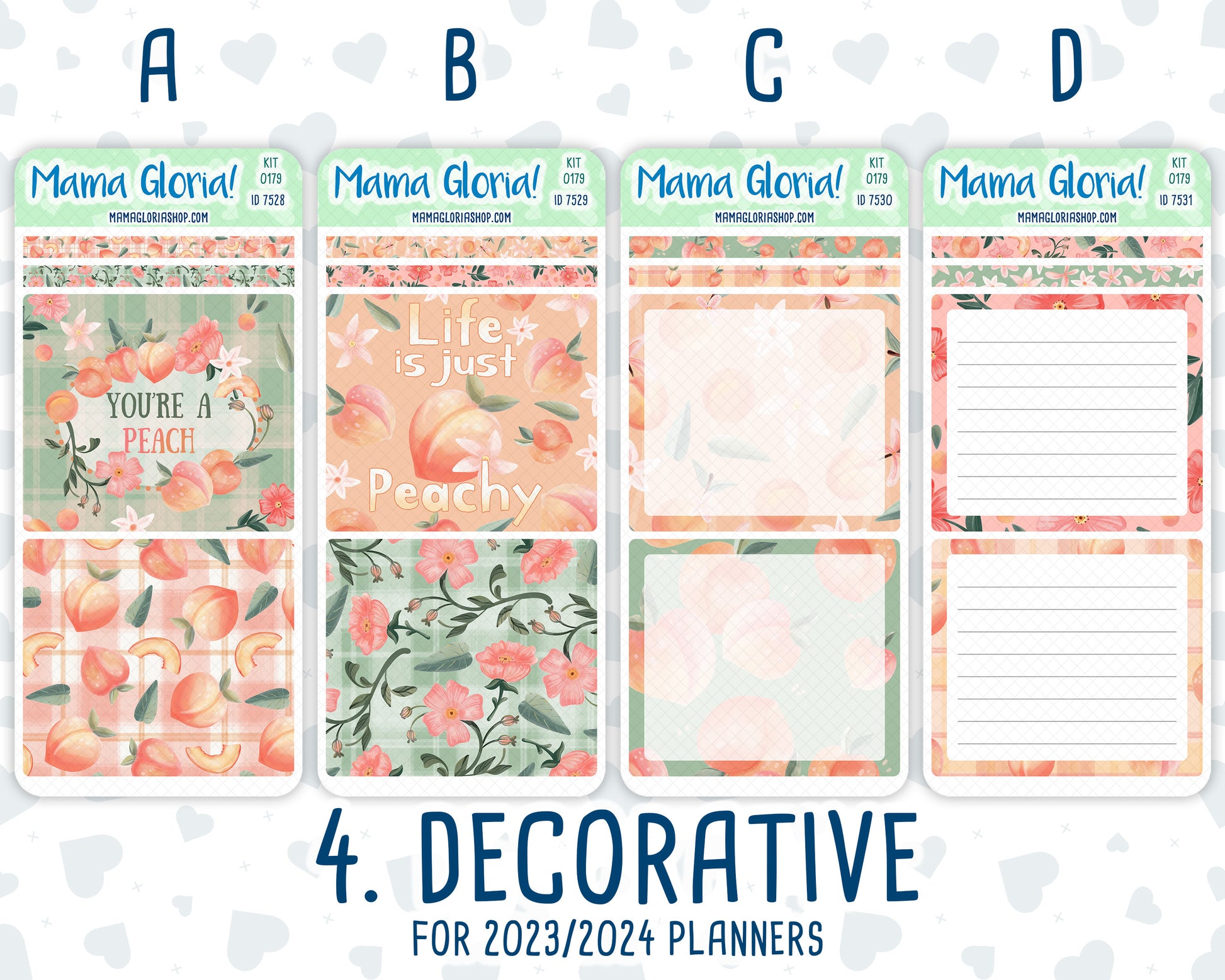 Kit 0179- 7x9 Daily Duo - Peaches- August- Summer- Planner